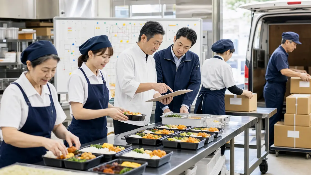 弁当の製造と配送体制を確認しながら事業承継を検討している現場